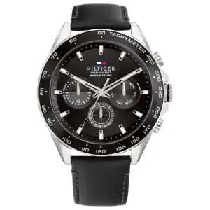 Tommy Hilfiger Men’s Quartz Black Leather Strap Black Dial 46mm Watch 1791964