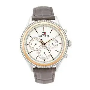 Tommy Hilfiger Women’s Quartz Grey Leather Strap Silver Dial 39mm Watch 1781980
