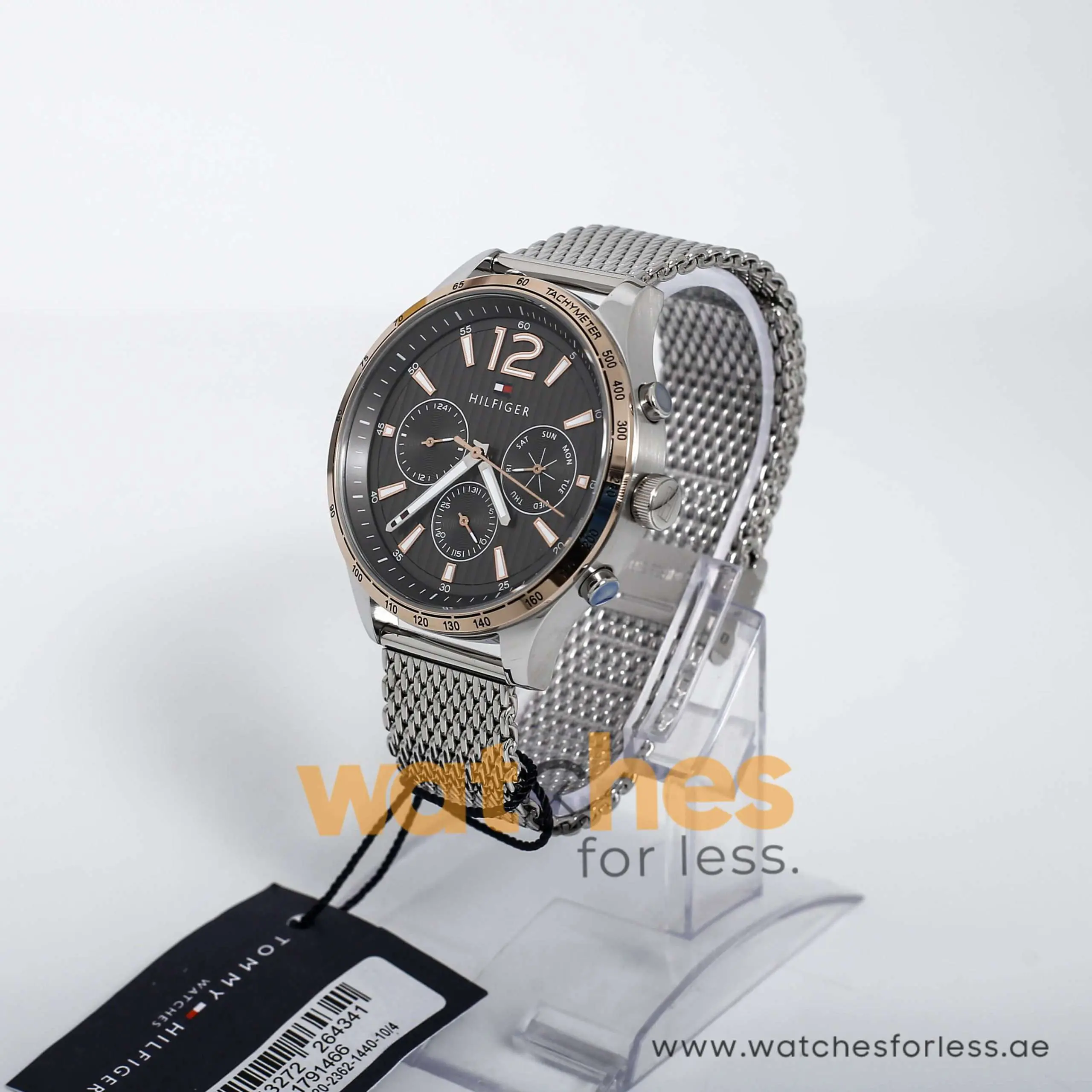 Tommy Hilfiger Men’s Quartz Silver Stainless Steel Grey Dial 44mm Watch 1791466 UAE DUBAI AJMAN SHARJAH ABU DHABI RAS AL KHAIMA UMM UL QUWAIN ALAIN FUJAIRAH