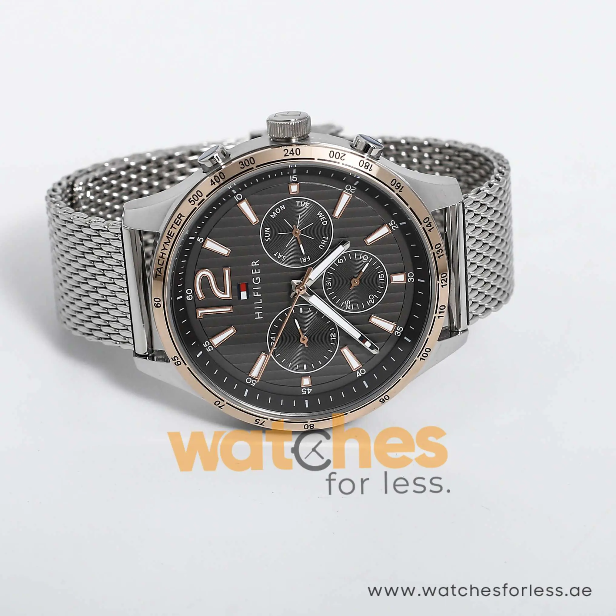 Tommy Hilfiger Men’s Quartz Silver Stainless Steel Grey Dial 44mm Watch 1791466 UAE DUBAI AJMAN SHARJAH ABU DHABI RAS AL KHAIMA UMM UL QUWAIN ALAIN FUJAIRAH