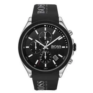 Hugo Boss Men’s Quartz Black Silicone Strap Black Dial 44mm Watch 1513716