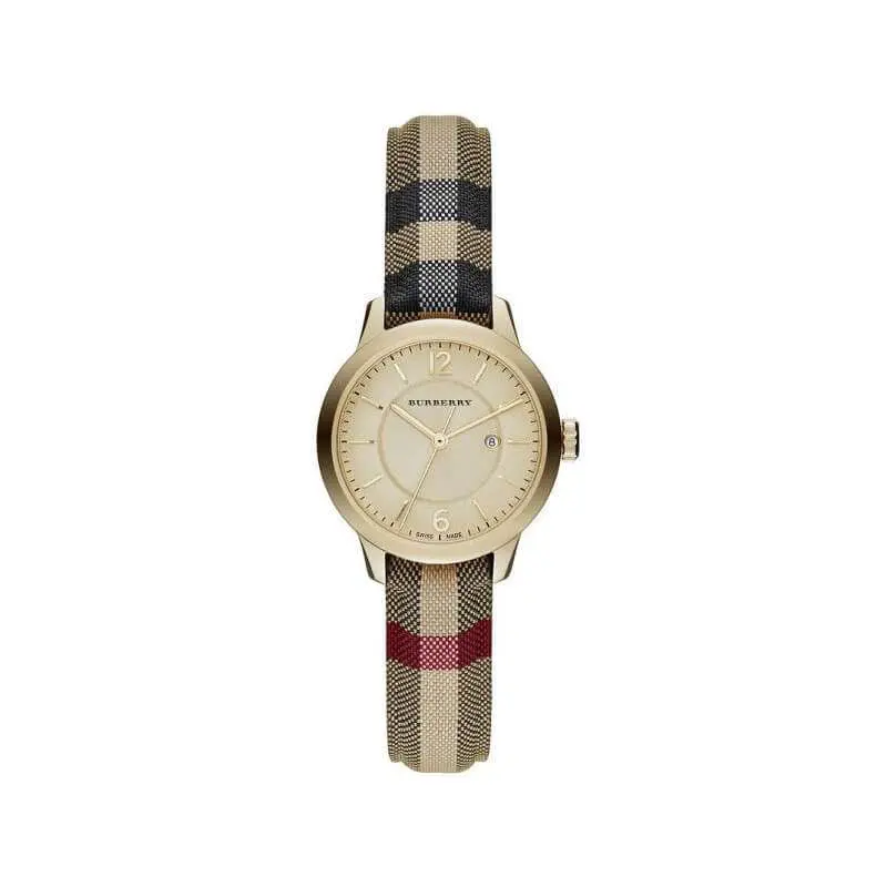 Burberry Women’s Swiss Made Quartz Leather Strap Check Stamped Dial 32mm Watch BU10104 UAE DUBAI AJMAN SHARJAH ABU DHABI RAS AL KHAIMA UMM UL QUWAIN ALAIN FUJAIRAH