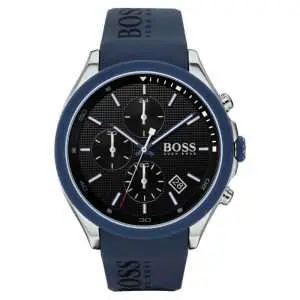 Hugo Boss Men’s Quartz Blue Silicone Strap Black Dial 44mm Watch 1513717