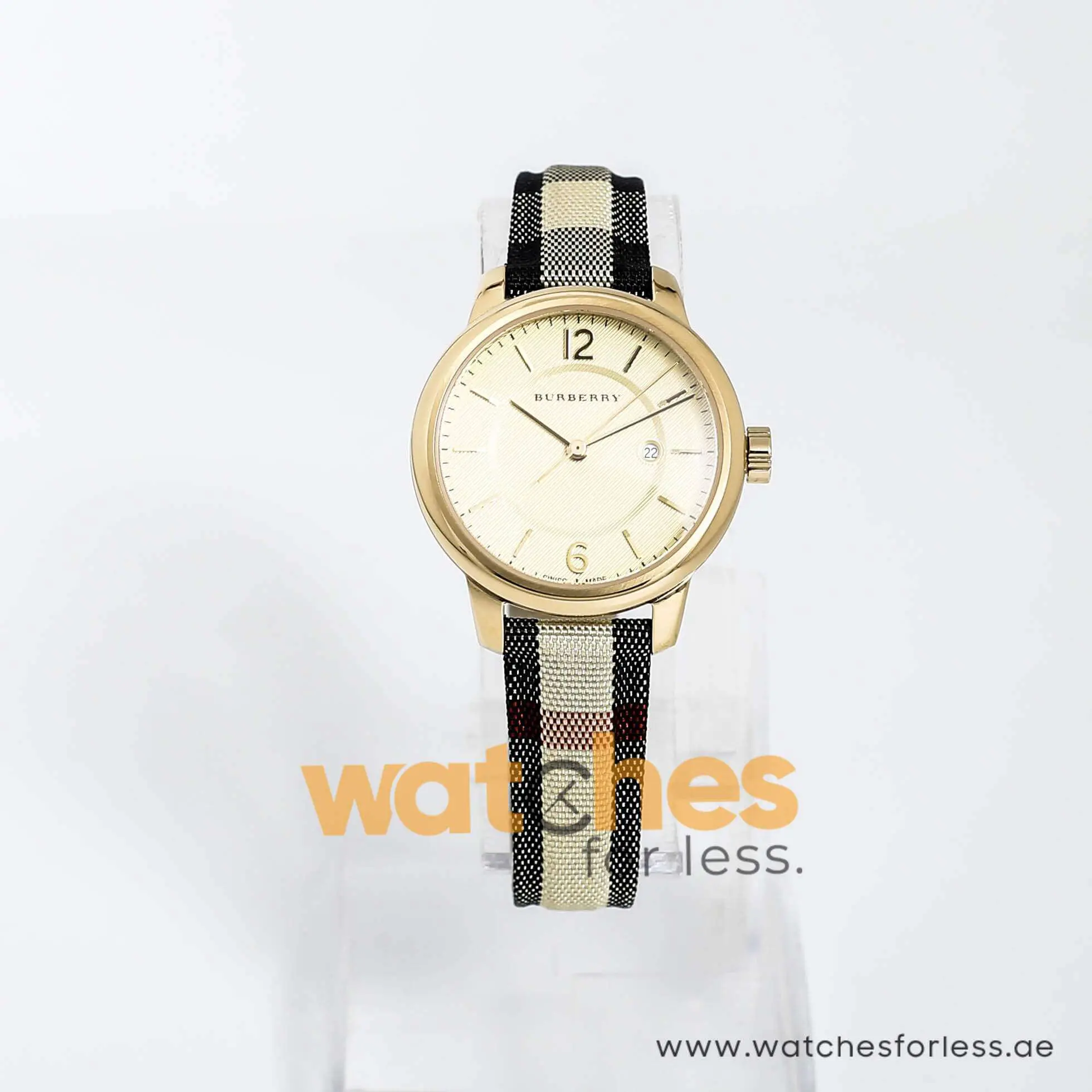 Burberry Women’s Swiss Made Quartz Leather Strap Check Stamped Dial 32mm Watch BU10104 UAE DUBAI AJMAN SHARJAH ABU DHABI RAS AL KHAIMA UMM UL QUWAIN ALAIN FUJAIRAH
