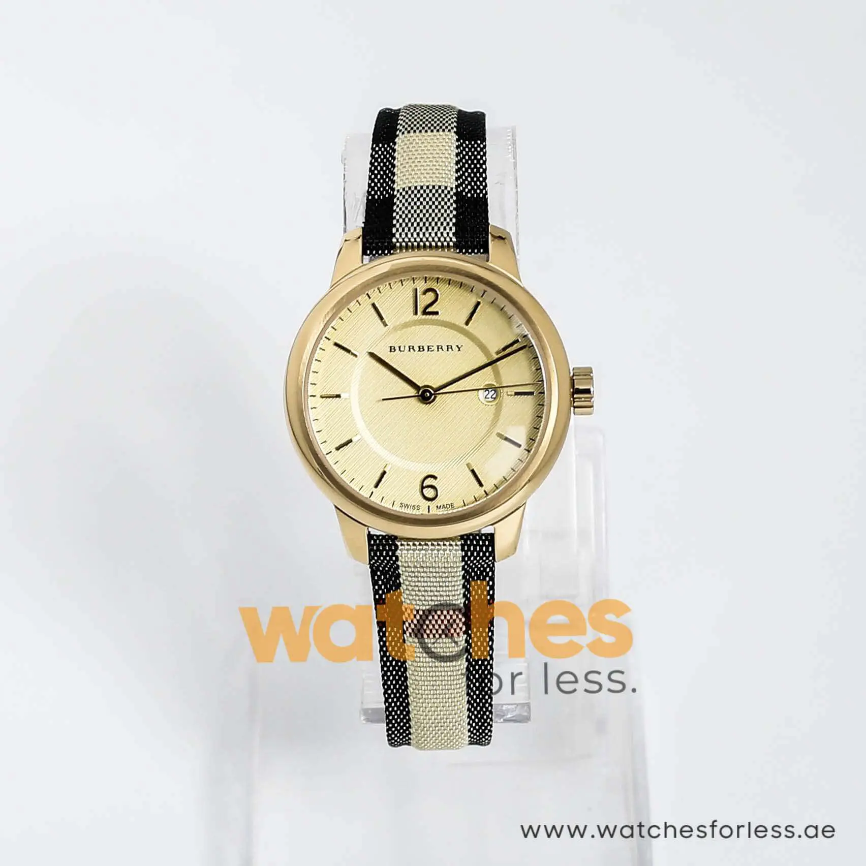 Burberry Women’s Swiss Made Quartz Leather Strap Check Stamped Dial 32mm Watch BU10104 UAE DUBAI AJMAN SHARJAH ABU DHABI RAS AL KHAIMA UMM UL QUWAIN ALAIN FUJAIRAH