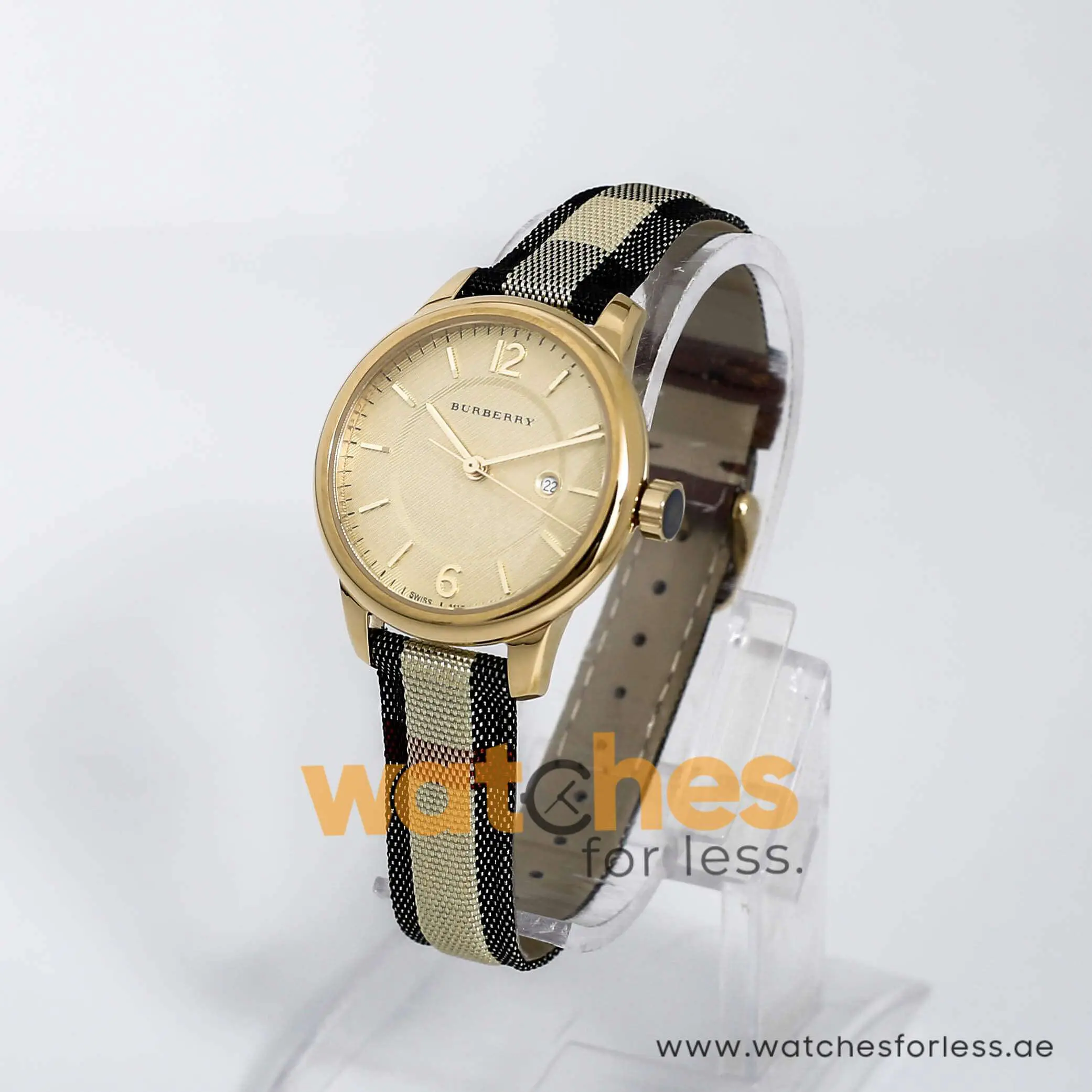 Burberry Women’s Swiss Made Quartz Leather Strap Check Stamped Dial 32mm Watch BU10104 UAE DUBAI AJMAN SHARJAH ABU DHABI RAS AL KHAIMA UMM UL QUWAIN ALAIN FUJAIRAH