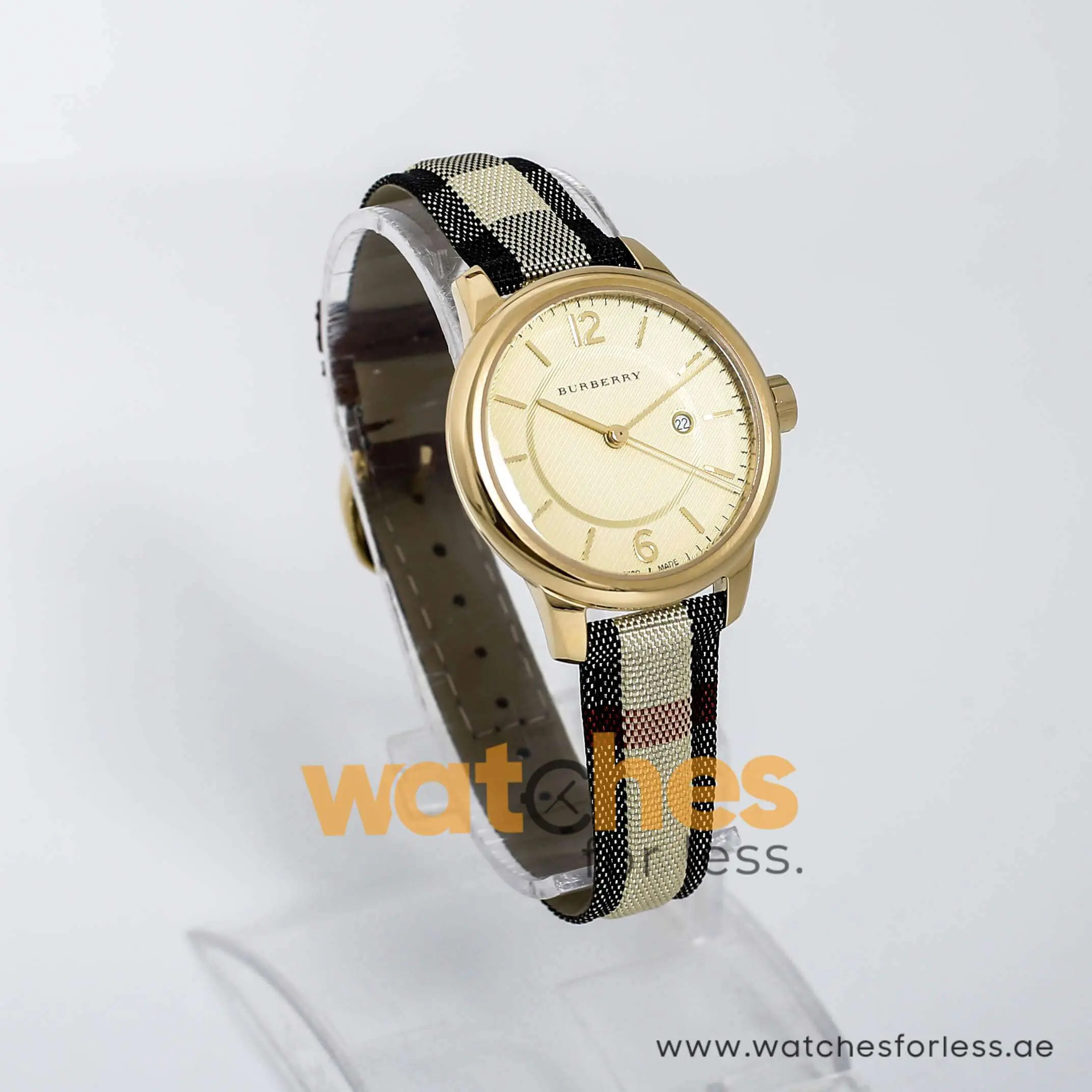 Burberry Women’s Swiss Made Quartz Leather Strap Check Stamped Dial 32mm Watch BU10104 UAE DUBAI AJMAN SHARJAH ABU DHABI RAS AL KHAIMA UMM UL QUWAIN ALAIN FUJAIRAH