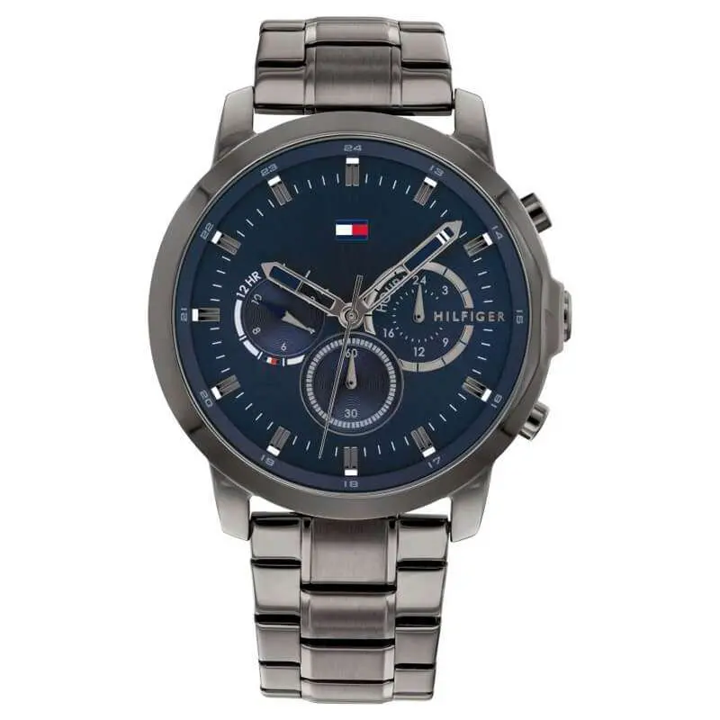 Tommy Hilfiger Men’s Quartz Grey Stainless Steel Blue Dial 46mm Watch 1791796 UAE DUBAI AJMAN SHARJAH ABU DHABI RAS AL KHAIMA UMM UL QUWAIN ALAIN FUJAIRAH