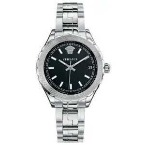Versace Women’s Quartz Swiss Made Silver Stainless Steel Black Dial 35mm Watch V12020015 UAE DUBAI AJMAN SHARJAH ABU DHABI RAS AL KHAIMA UMM UL QUWAIN ALAIN FUJAIRAH