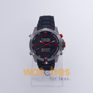 Tommy Hilfiger Men’s Analog Digital Grey Silicone Strap Grey Dial 45mm Watch 1790783