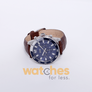 Hugo Boss Men’s Quartz Brown Leather Strap Blue Dial 44mm Watch 1512803