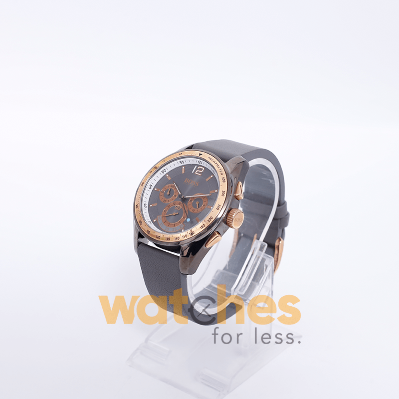 Hugo Boss Men’s Quartz Grey Leather Strap Grey Dial 46mm Watch 1512517