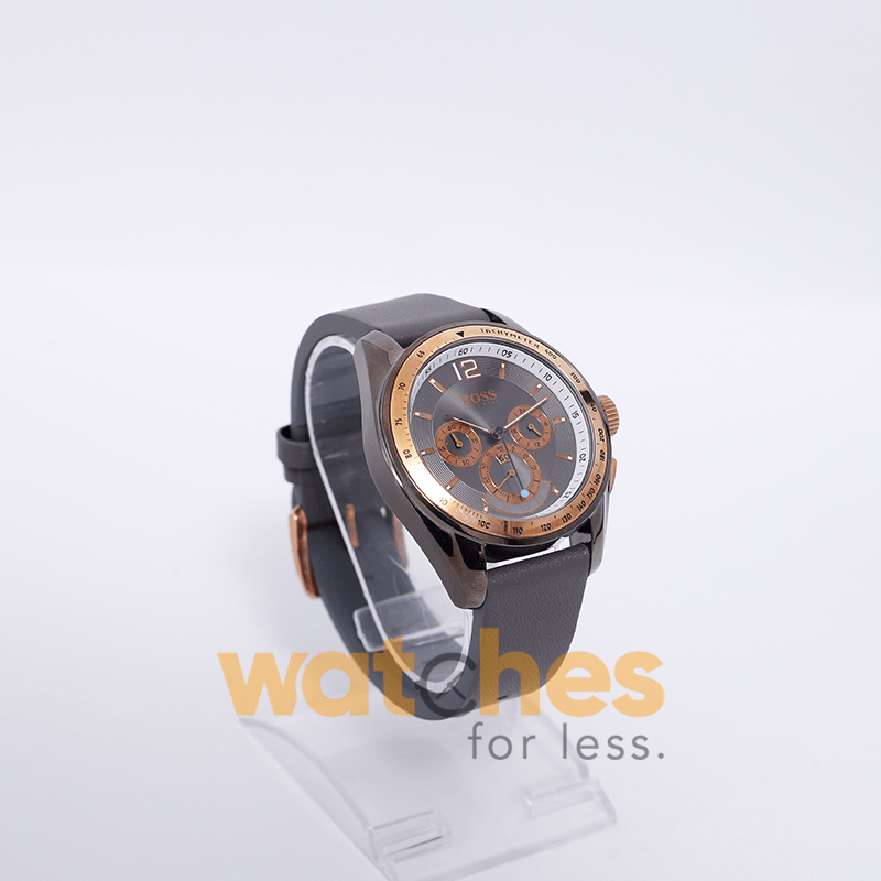Hugo Boss Men’s Quartz Grey Leather Strap Grey Dial 46mm Watch 1512517