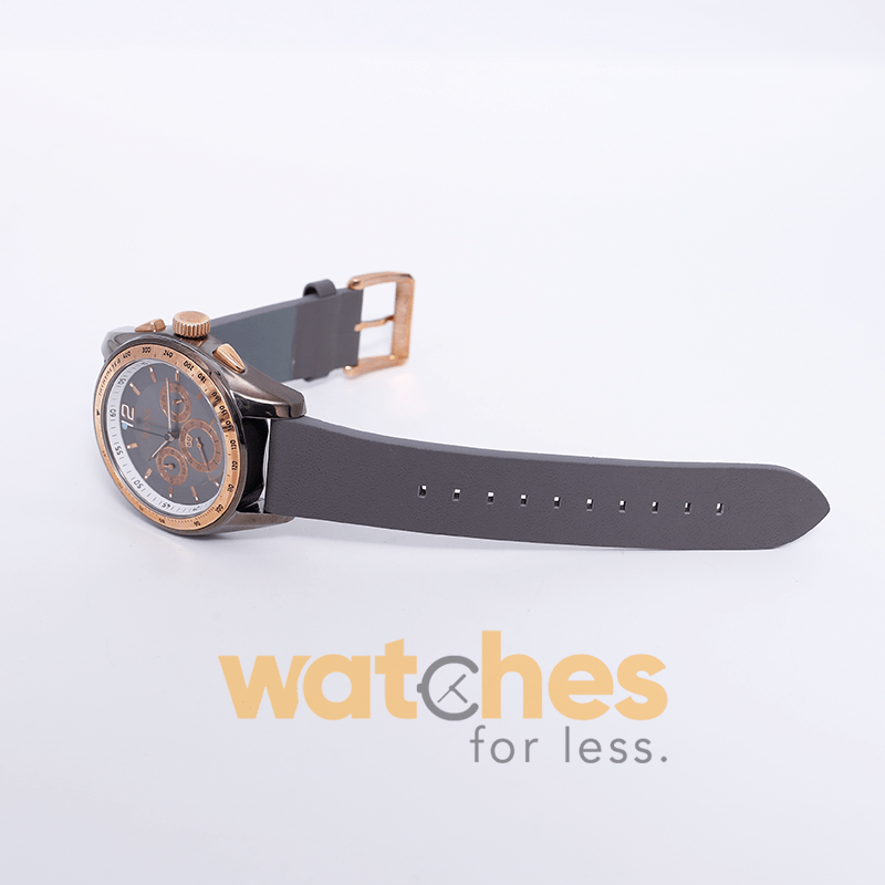 Hugo Boss Men’s Quartz Grey Leather Strap Grey Dial 46mm Watch 1512517