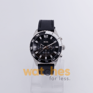 Hugo Boss Men’s Quartz Black Leather Strap Black Dial 44mm Watch 1512804/3