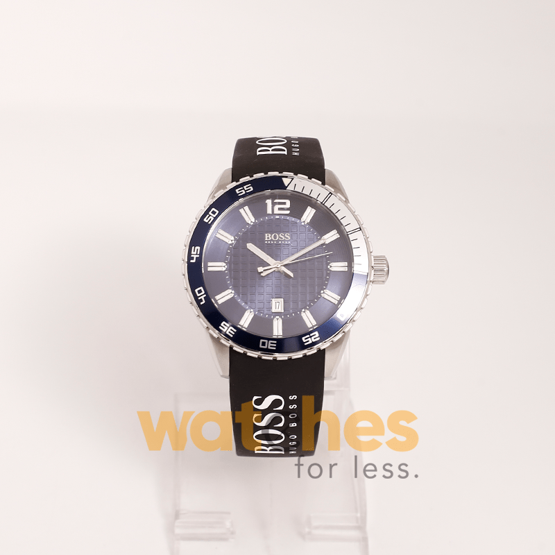 Hugo Boss Men’s Quartz Black Silicone Strap Blue Dial 45mm Watch 1512887