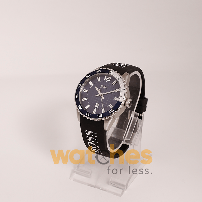 Hugo Boss Men’s Quartz Black Silicone Strap Blue Dial 45mm Watch 1512887