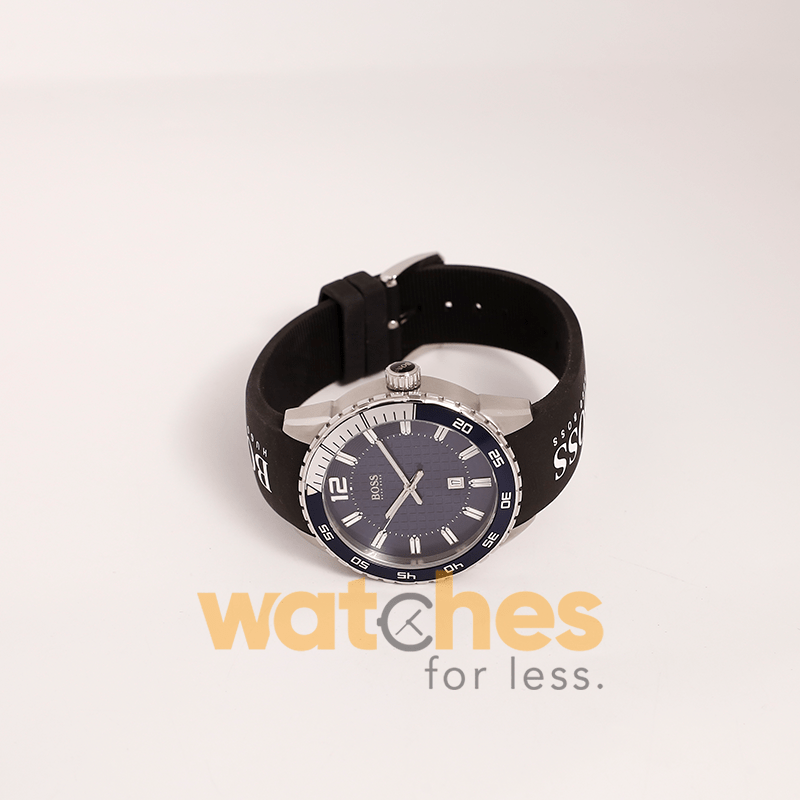 Hugo Boss Men’s Quartz Black Silicone Strap Blue Dial 45mm Watch 1512887