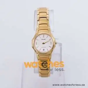 Pulsar Women’s Quartz Gold Stainless Steel White Dial 24mm Watch PYA184X1