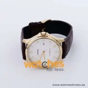 Lorus Men’s Quartz Brown Leather Strap White Dial 43mm Watch RS984CX9