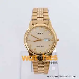 Lorus Men’s Quartz Gold Stainless Steel Beige Dial 37mm Watch RXF14AXG