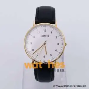 Lorus Men’s Quartz Black Leather Strap White Dial 40mm Watch RH896BX9