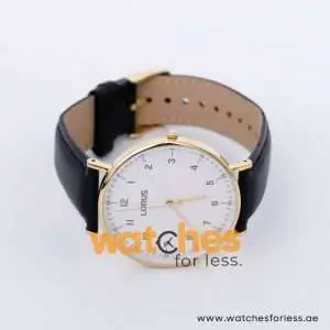 Lorus Men’s Quartz Black Leather Strap White Dial 40mm Watch RH896BX9