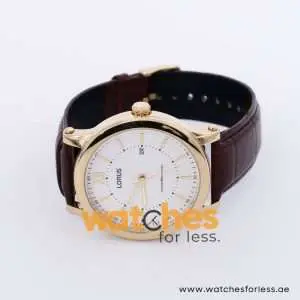 Lorus Men’s Quartz Brown Leather Strap White Dial 44mm Watch RH906FX9