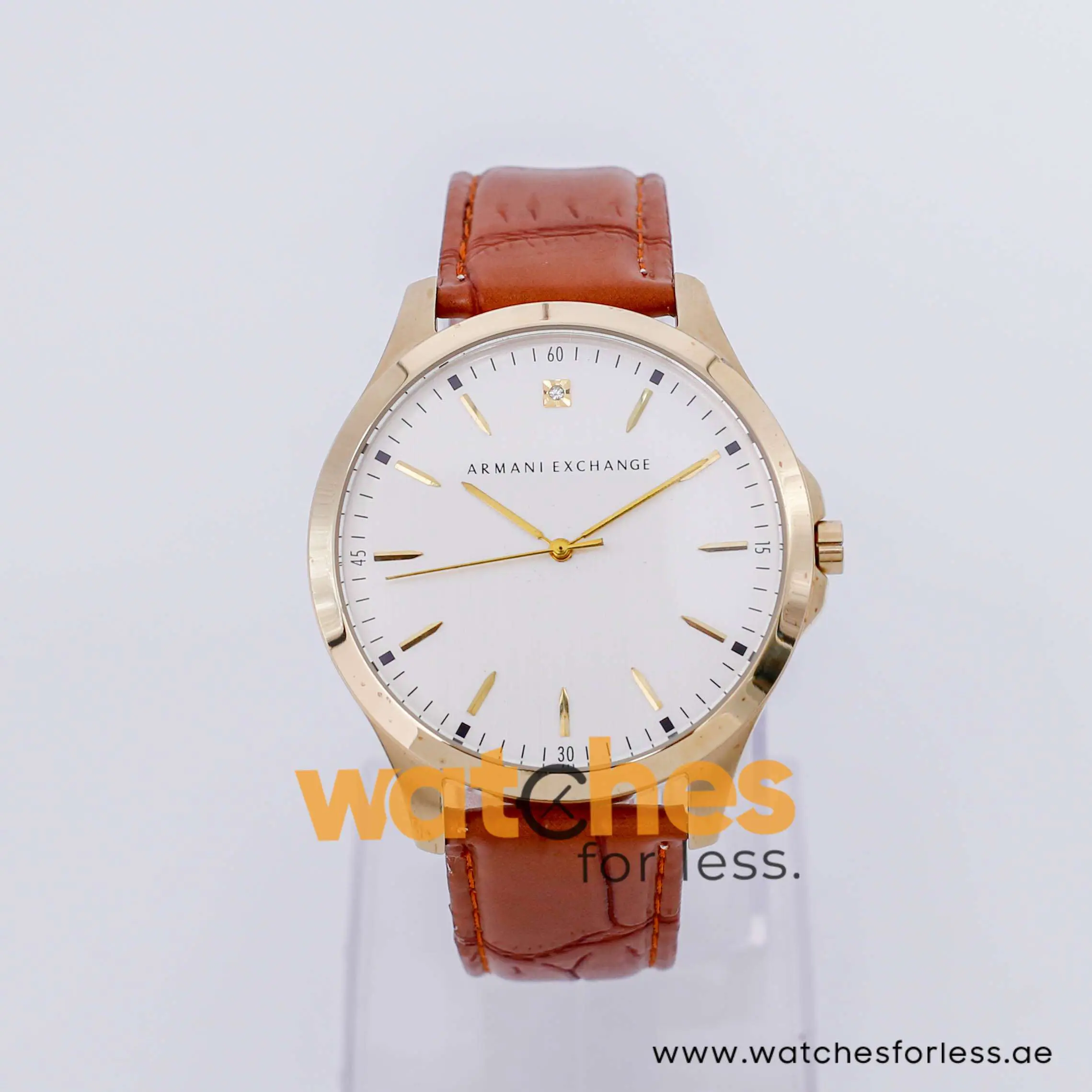Armani Exchange Men’s Quartz Brown Leather Strap Silver Dial 46mm Watch AX2169/5
