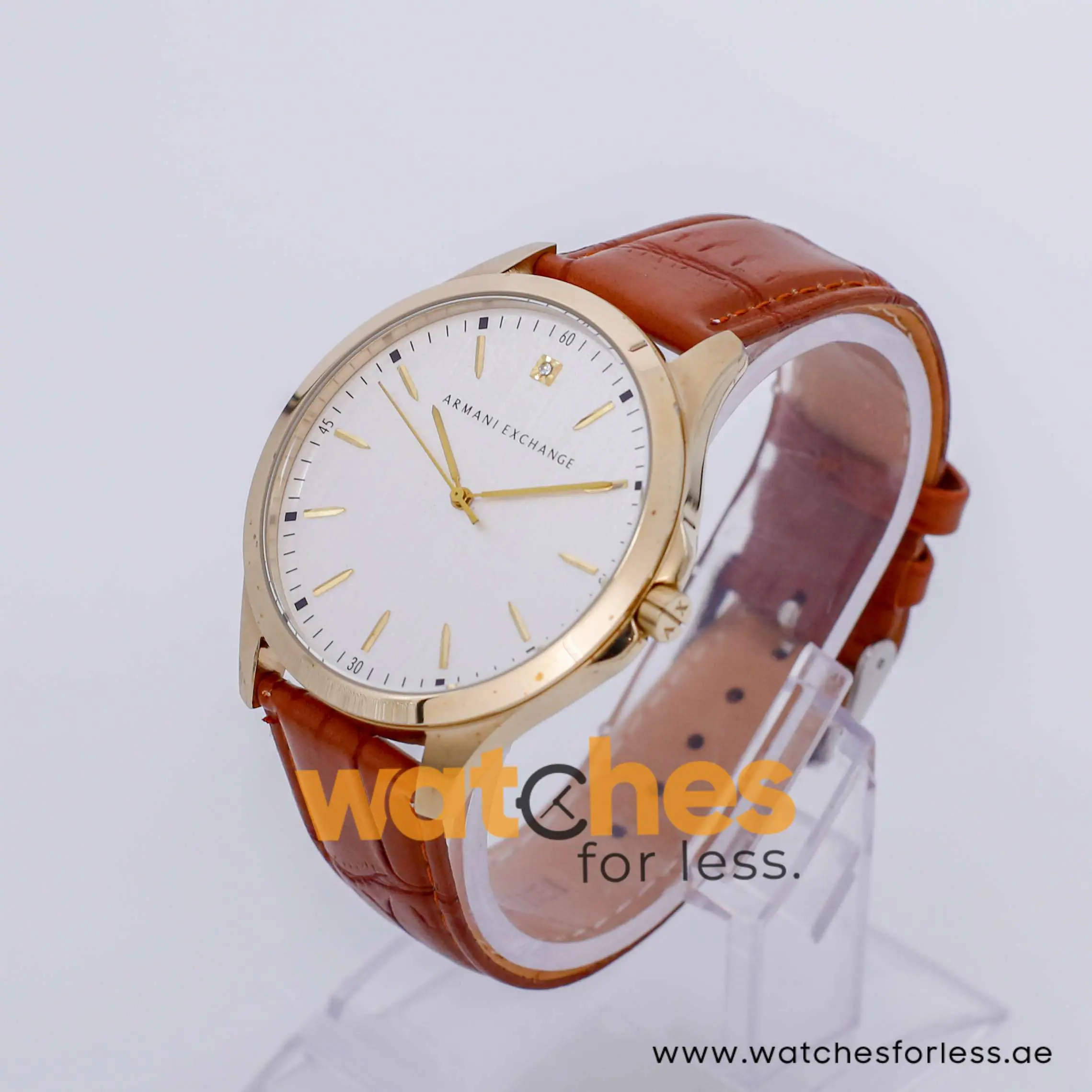 Armani Exchange Men’s Quartz Brown Leather Strap Silver Dial 46mm Watch AX2169/5
