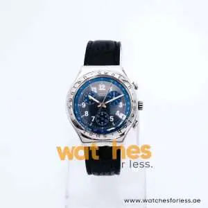 Swatch Men’s Swiss Made Quartz Black Leather Strap Grey & Blue Dial 39mm Watch SW1898 UAE DUBAI AJMAN SHARJAH ABU DHABI RAS AL KHAIMA UMM UL QUWAIN ALAIN FUJAIRAH