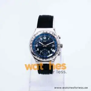 Swatch Men’s Swiss Made Quartz Black Leather Strap Grey & Blue Dial 39mm Watch SW1898 UAE DUBAI AJMAN SHARJAH ABU DHABI RAS AL KHAIMA UMM UL QUWAIN ALAIN FUJAIRAH