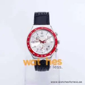 Swatch Men’s Swiss Made Quartz Black Leather Strap Silver Dial 40mm Watch YCS460 UAE DUBAI AJMAN SHARJAH ABU DHABI RAS AL KHAIMA UMM UL QUWAIN ALAIN FUJAIRAH