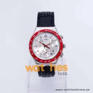 Swatch Men’s Swiss Made Quartz Black Leather Strap Silver Dial 40mm Watch YCS460 UAE DUBAI AJMAN SHARJAH ABU DHABI RAS AL KHAIMA UMM UL QUWAIN ALAIN FUJAIRAH