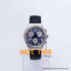 Swatch Men’s Swiss Made Quartz Black Leather Strap Dark Blue Dial 40mm Watch YCS40099 UAE DUBAI AJMAN SHARJAH ABU DHABI RAS AL KHAIMA UMM UL QUWAIN ALAIN FUJAIRAH