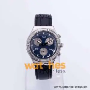 Swatch Men’s Swiss Made Quartz Black Leather Strap Dark Blue Dial 40mm Watch YCS40099 UAE DUBAI AJMAN SHARJAH ABU DHABI RAS AL KHAIMA UMM UL QUWAIN ALAIN FUJAIRAH