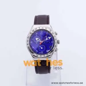 Swatch Men’s Swiss Made Brown Leather Strap Blue Dial 40mm Watch YCS40059 UAE DUBAI AJMAN SHARJAH ABU DHABI RAS AL KHAIMA UMM UL QUWAIN ALAIN FUJAIRAH