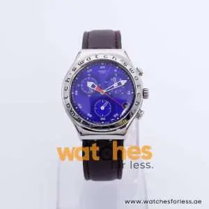 Swatch Men’s Swiss Made Brown Leather Strap Blue Dial 40mm Watch YCS40059 UAE DUBAI AJMAN SHARJAH ABU DHABI RAS AL KHAIMA UMM UL QUWAIN ALAIN FUJAIRAH