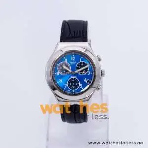 Swatch Men’s Swiss Made Quartz Black Leather Strap Blue Dial 40mm Watch SW189964 UAE DUBAI AJMAN SHARJAH ABU DHABI RAS AL KHAIMA UMM UL QUWAIN ALAIN FUJAIRAH