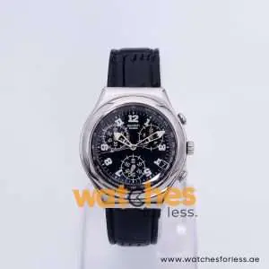 Swatch Men’s Swiss Made Quartz Black Leather Strap Black Dial 40mm Watch YCS409G UAE DUBAI AJMAN SHARJAH ABU DHABI RAS AL KHAIMA UMM UL QUWAIN ALAIN FUJAIRAH