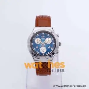 Swatch Men’s Swiss Made Brown Leather Strap Blue Dial 40mm Watch YCS40055 UAE DUBAI AJMAN SHARJAH ABU DHABI RAS AL KHAIMA UMM UL QUWAIN ALAIN FUJAIRAH