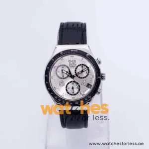 Swatch Men’s Swiss Made Black Leather Strap Silver Dial 40mm Watch YCS450 UAE DUBAI AJMAN SHARJAH ABU DHABI RAS AL KHAIMA UMM UL QUWAIN ALAIN FUJAIRAH