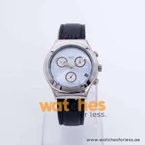 Swatch Men’s Swiss Made Quartz Black Leather Strap Ice Blue Dial 40mm Watch SW304SW UAE DUBAI AJMAN SHARJAH ABU DHABI RAS AL KHAIMA UMM UL QUWAIN ALAIN FUJAIRAH