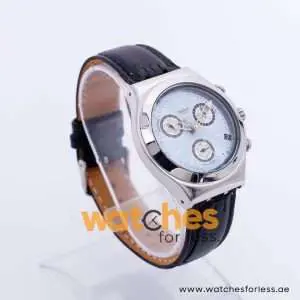 Swatch Men’s Swiss Made Quartz Black Leather Strap Ice Blue Dial 40mm Watch SW304SW UAE DUBAI AJMAN SHARJAH ABU DHABI RAS AL KHAIMA UMM UL QUWAIN ALAIN FUJAIRAH