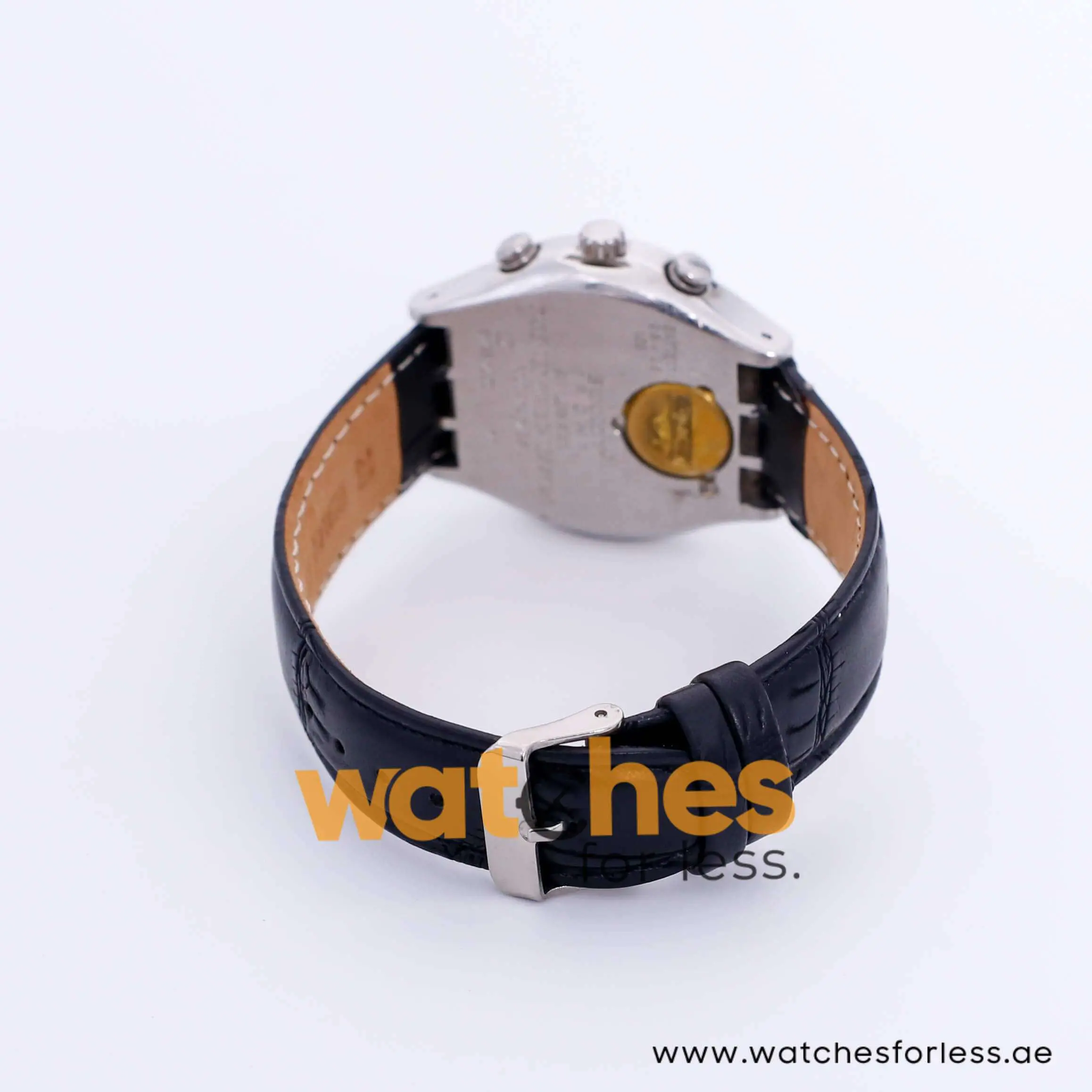 Swatch Men’s Swiss Made Quartz Black Leather Strap Ice Blue Dial 40mm Watch SW304SW UAE DUBAI AJMAN SHARJAH ABU DHABI RAS AL KHAIMA UMM UL QUWAIN ALAIN FUJAIRAH