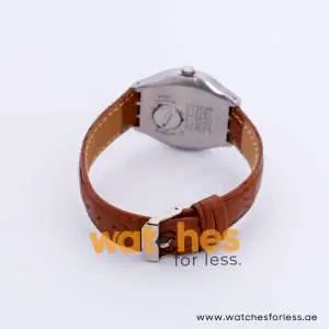 Swatch Men’s Swiss Made Quartz Brown Leather Strap Silver Dial 37mm Watch YGS462G UAE DUBAI AJMAN SHARJAH ABU DHABI RAS AL KHAIMA UMM UL QUWAIN ALAIN FUJAIRAH
