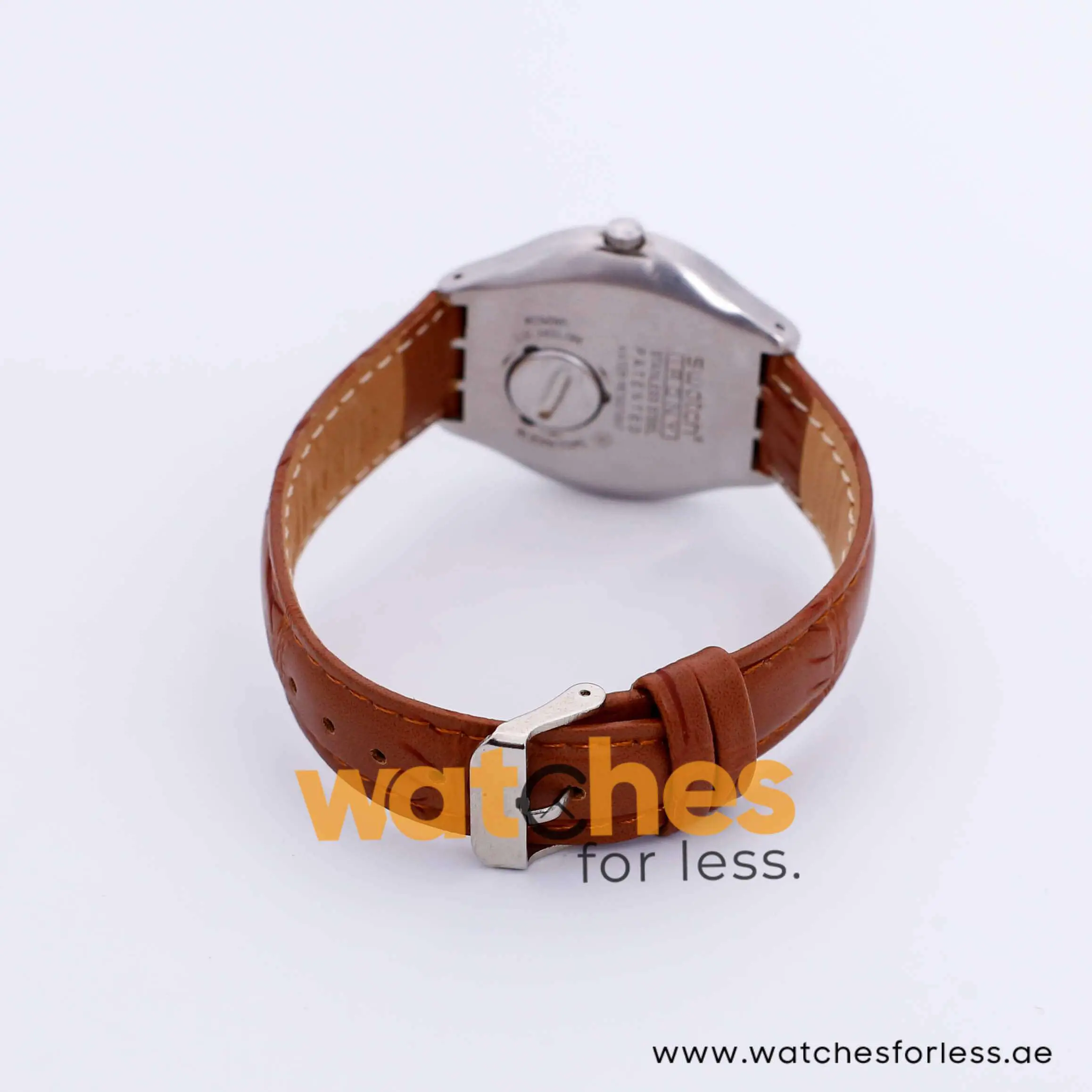 Swatch Men’s Swiss Made Quartz Brown Leather Strap Silver Dial 37mm Watch YGS462G UAE DUBAI AJMAN SHARJAH ABU DHABI RAS AL KHAIMA UMM UL QUWAIN ALAIN FUJAIRAH