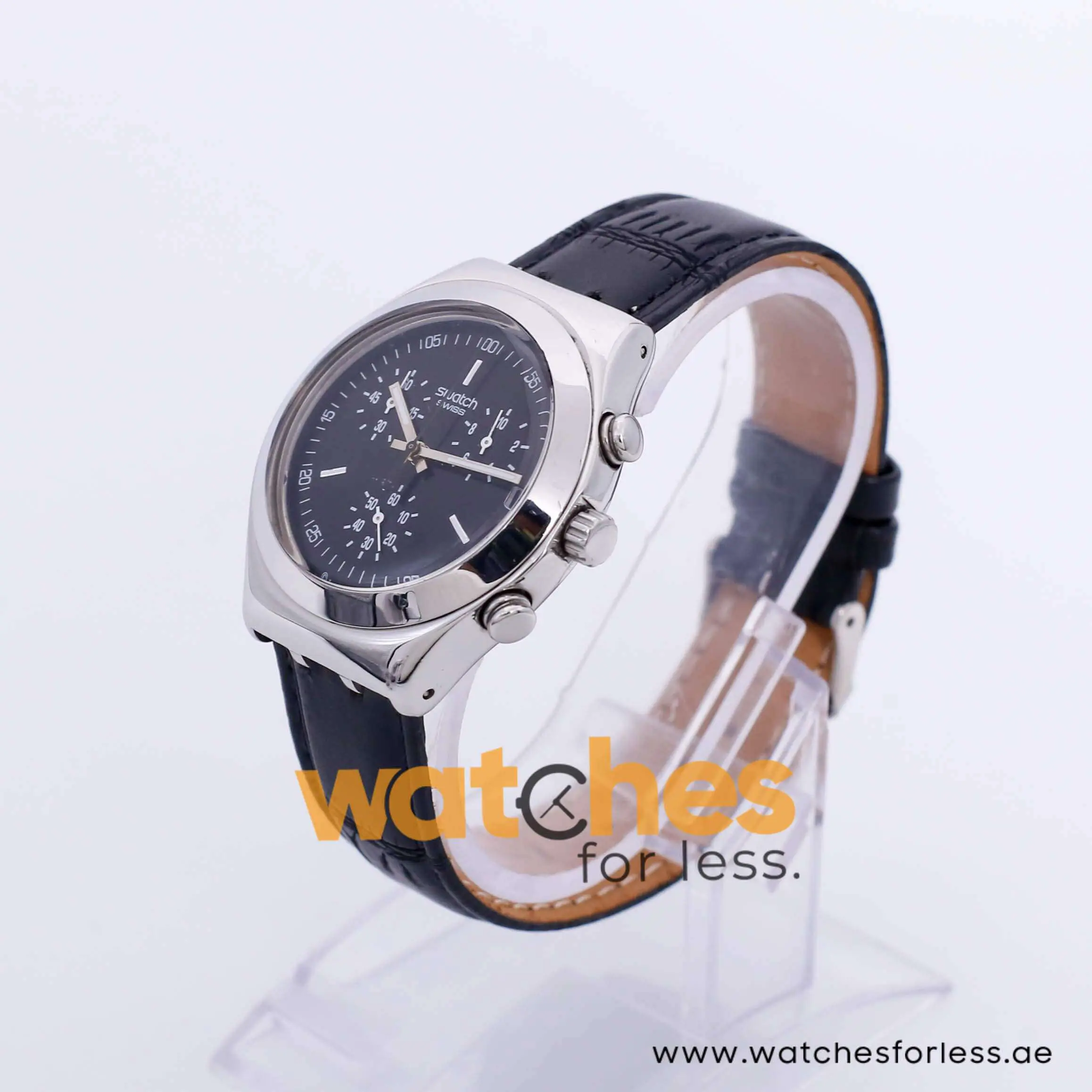Swatch Men’s Swiss Made Quartz Black Leather Strap Black Dial 40mm Watch YGS36978 UAE DUBAI AJMAN SHARJAH ABU DHABI RAS AL KHAIMA UMM UL QUWAIN ALAIN FUJAIRAH