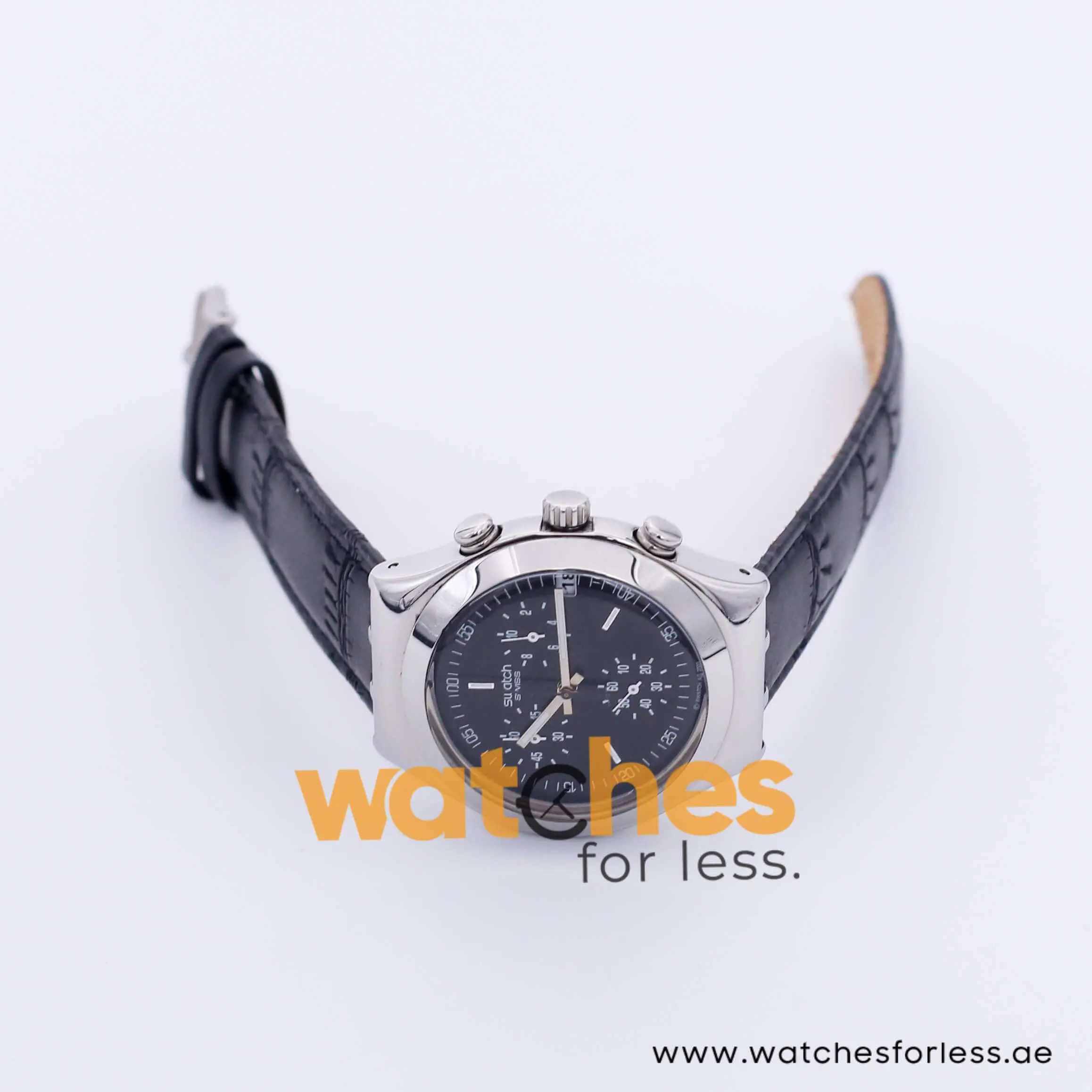 Swatch Men’s Swiss Made Quartz Black Leather Strap Black Dial 40mm Watch YGS36978 UAE DUBAI AJMAN SHARJAH ABU DHABI RAS AL KHAIMA UMM UL QUWAIN ALAIN FUJAIRAH