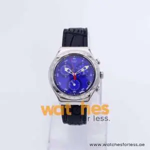 Swatch Men’s Swiss Made Black Leather Strap Blue Dial 40mm Watch YCS40056 UAE DUBAI AJMAN SHARJAH ABU DHABI RAS AL KHAIMA UMM UL QUWAIN ALAIN FUJAIRAH